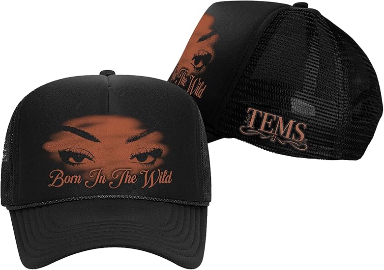 TEMS Official Merch Born in The Wild Tour Trucker Hat, Black