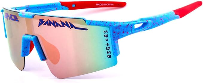 Space Banana Multicolor Sport Sunglasses, Mirrored Lenses