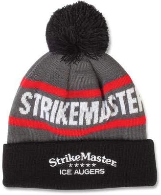 StrikeMaster Pom Beanie - Black Grey Red