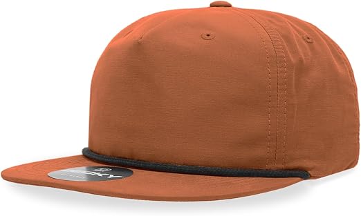 DECKY Standard 5 Panel High Profile Relaxed Cotton Blend Rope Hat, Burnt Orange/Black