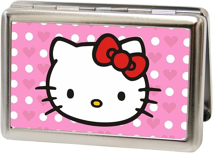 Buckle-Down Metal Wallet-Hello Kitty W/dots & Hearts Fcg Baby Pink/WHI