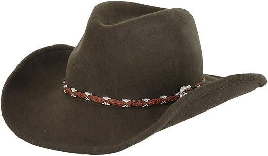 Outback Trading Company Men's Wallaby Durable Wool Western Cowboy Hat with Wire Brim & Hatband with Buckle