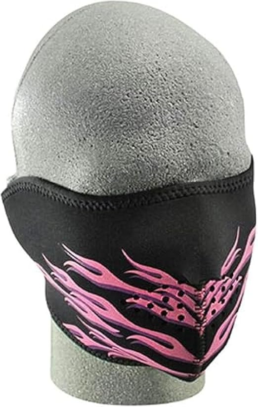 ZANheadgear Neoprene Half Face Mask, Pink Flames