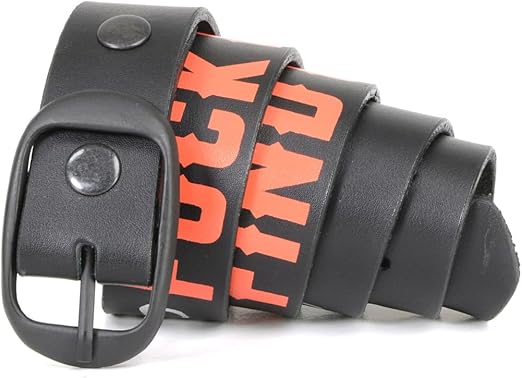 Milwaukee Leather MP7110 Men's F* Around - Find Out Black Genuine Leather Belt with Interchangeable Buckle - 1.5 inches Wide