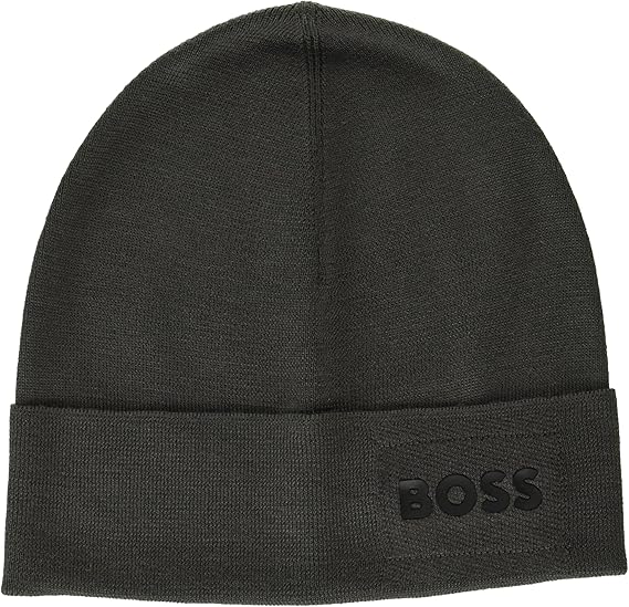 BOSS Men's Knit Beanie with Chain Stitch Detail