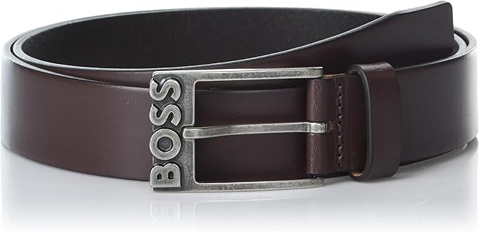 BOSS Men's Logo Buckle Smooth Leather Belt, Pinecone Brown, one Size