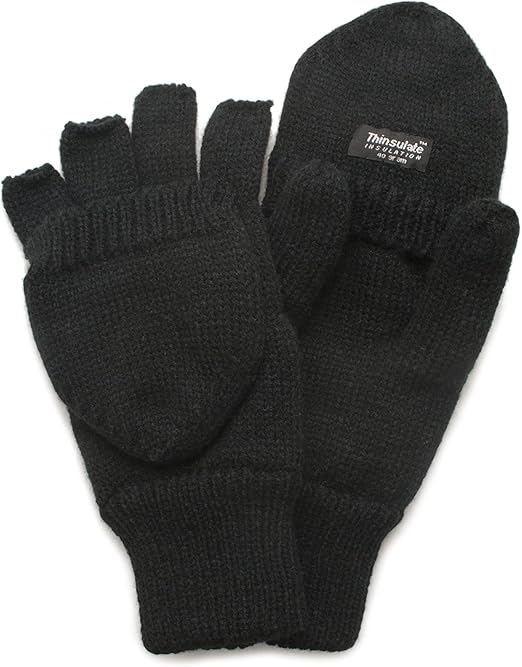 mens Knit Flip Gloves With 40 Gr Thinsulate