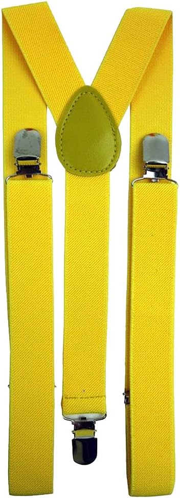 Mens / Womens One Size Suspenders Adjustable - (Various Neon Colors) Yellow