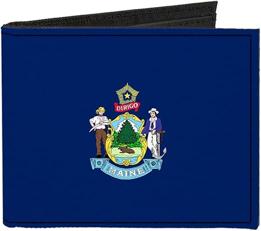 Buckle-Down Canvas Bi-fold Wallet-Maine Flag