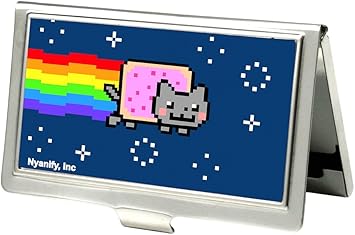 Buckle-Down Business Card Holder - Nyan Cat Face CLOSE-UP Blue - Small