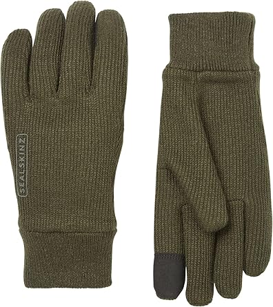 SEALSKINZ Necton Windproof All Weather Knitted Glove, Olive, Large