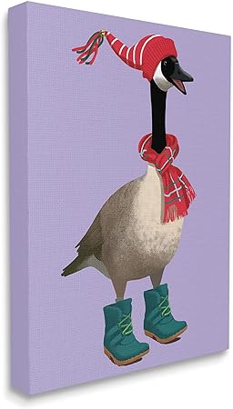 Stupell Industries Festive Winter Goose with Scarf and Hat, Designed by Sally Springer Griffith Canvas Wall Art, 24 x 30, Multi-Color