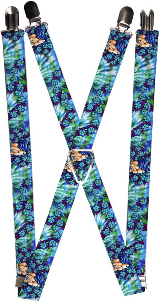 Buckle-Down Men's Suspender-Tattoo Johnny Blue Hair, Multicolor, One Size