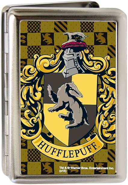 Buckle-Down Metal Wallet-Hufflepuff Crest Fcg Golds/Black