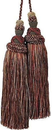 Milante Collection Chair Ties with 2pcs 6 1/2-Inch Tassels and 19-Inch Cord | BT-623-88-06 Dark Brick and Brown