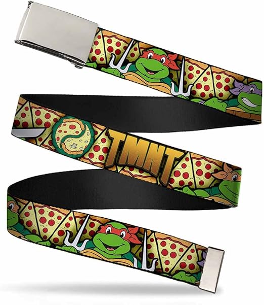 Buckle-Down Web Belt - Classic TMNT Turtle Poses/Pizza Slices