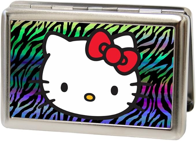 Buckle-Down Metal Wallet-Hello Kitty Face/Zebra Black/Multi Color