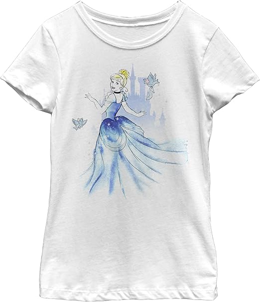 Disney Little, Big Princesses Cinderella Washy Girls Short Sleeve Tee Shirt