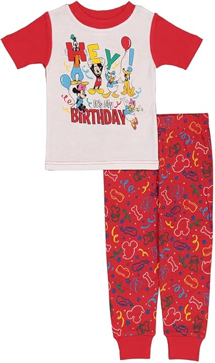 Disney Baby Girls' 2-Piece Snug-fit Cotton Holiday Pajama Set, Soft & Cute for Kids