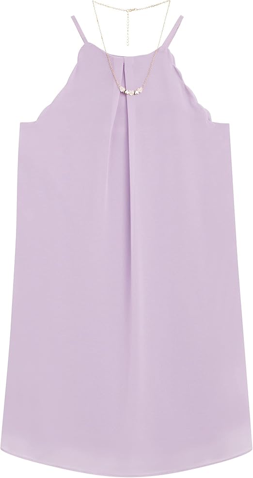 Amy Byer Girls' Sleeveless Scalloped Edge Shift Dress