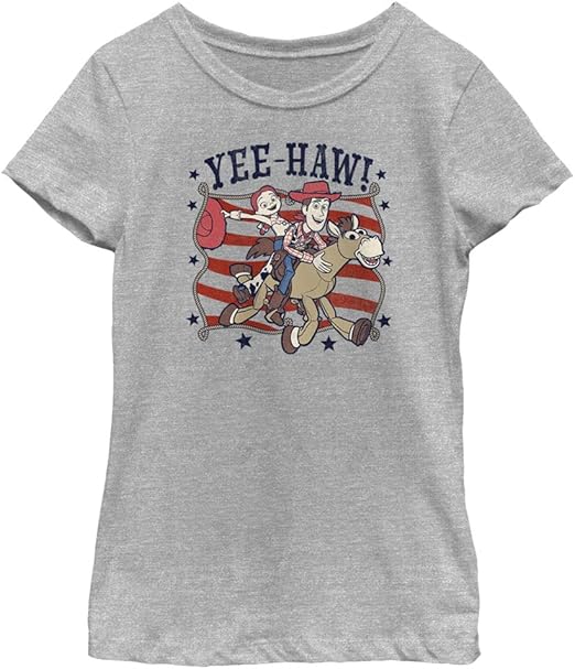 PIXAR Toy Story Woody and Jessie Americana Girls Short Sleeve Tee Shirt