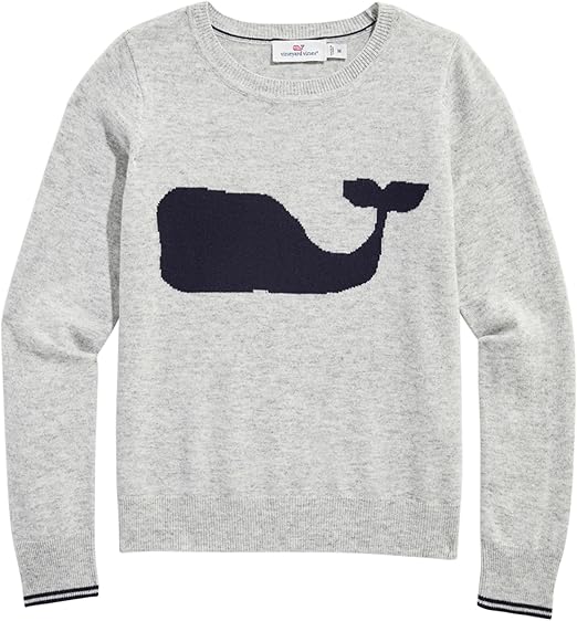 vineyard vines Girls' Whale Intarsia Crew Neck Sweater