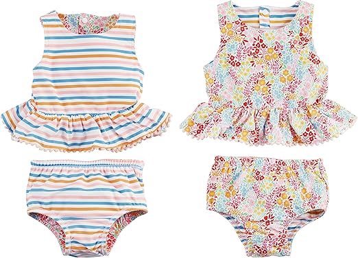 Mud Pie Girls Reversible Swimsuit & Headband Set