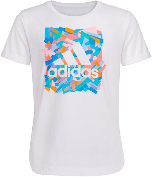 adidas girls Short Rolled Sleeve Tee T Shirt, White, Medium US