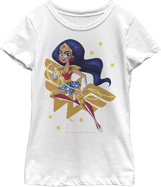 Warner Brothers Dc Super Hero Wonder Girl's Solid Crew Tee