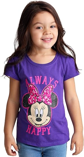 Disney Girls' Toddler Minnie Mouse Short Sleeve T-Shirt, Grape Violet, 4T