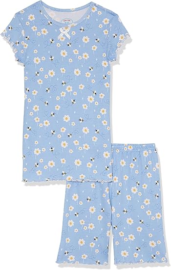 Sara's Prints Little Girls Fitted 2 Piece Short Pajama Set