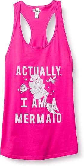 Disney Girls Princess Actual Mermaid Slim Fit, Scoop Hem Racerback Tank