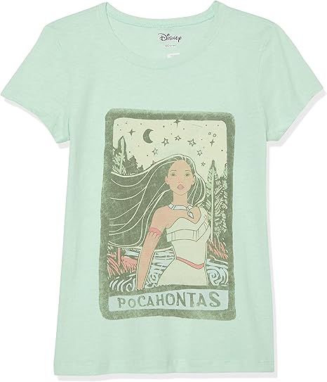 Disney Girl's Pocahontas Block Bottom Text T-Shirt