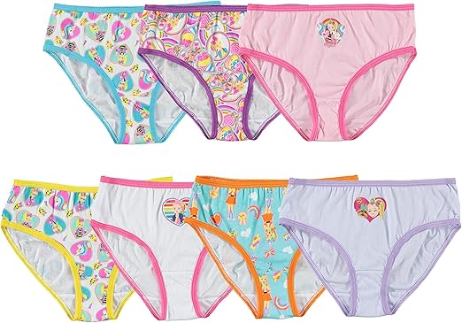 JoJo Siwa Girls Underwear Multipacks available in Sizes 4, 6, 8 and 10, 7-Pack 100% Combed Cotton, 8