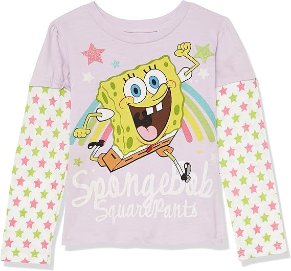 SpongeBob SquarePants Toddler Girls Long Sleeve Two-fer T-Shirt