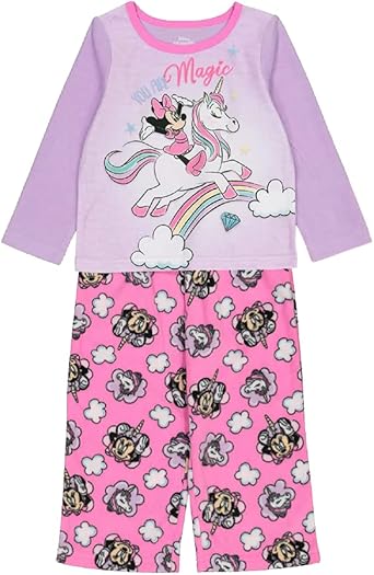 Disney Girls' 2-Piece Loose-fit Pajama Set, Soft & Cute for Kids