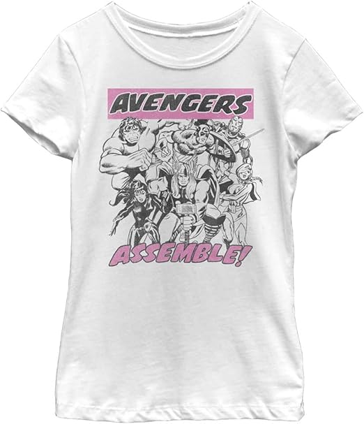 Marvel Little, Big Classic Avengers Assemble Girls Short Sleeve Tee Shirt