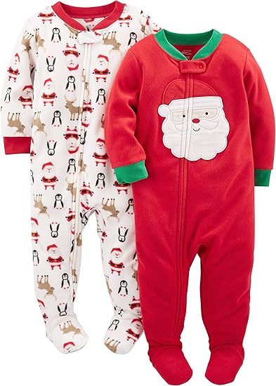 Simple Joys by Carter's Kids' Holiday Loose-fit Flame Resistant Fleece Footed Pajamas