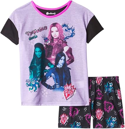 Disney Girls' 2-Piece Loose-fit Set, Princess Pajamas, Soft & Cute for Kids