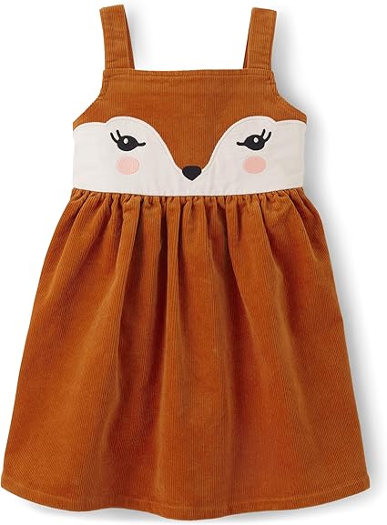 Gymboree girls Toddler Embroidered Sleeveless Skirtall Jumpers,Fox Face,4T