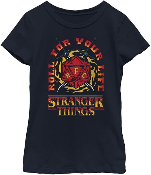 Netflix Stranger Things Fire and Dice Girls Short Sleeve Tee Shirt