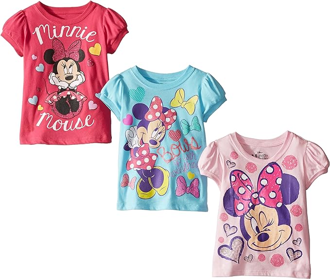 Disney Girls' Minnie Mouse 3-Pack T-Shirts