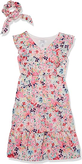 Speechless Girls' Flutter Sleeve Fit and Flare Scrunchie Casual Dress