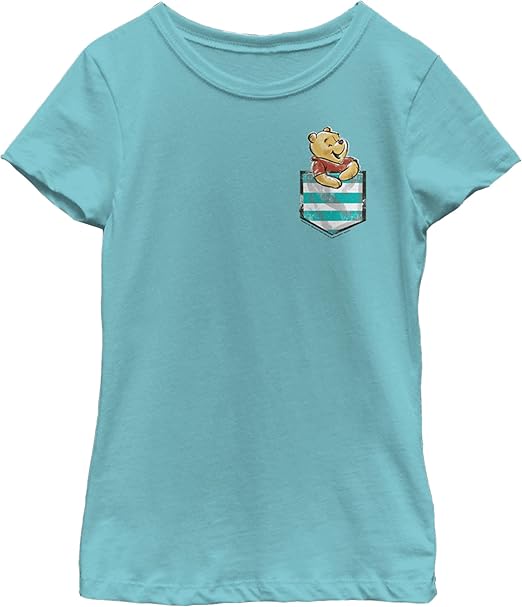 Disney Pooh Pocket Winnie Girl's Solid Crew Tee