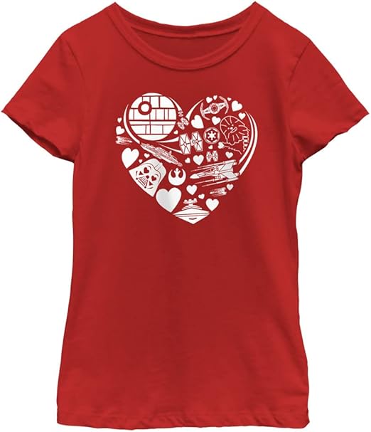 STAR WARS Ships Heart Girls Short Sleeve Tee Shirt