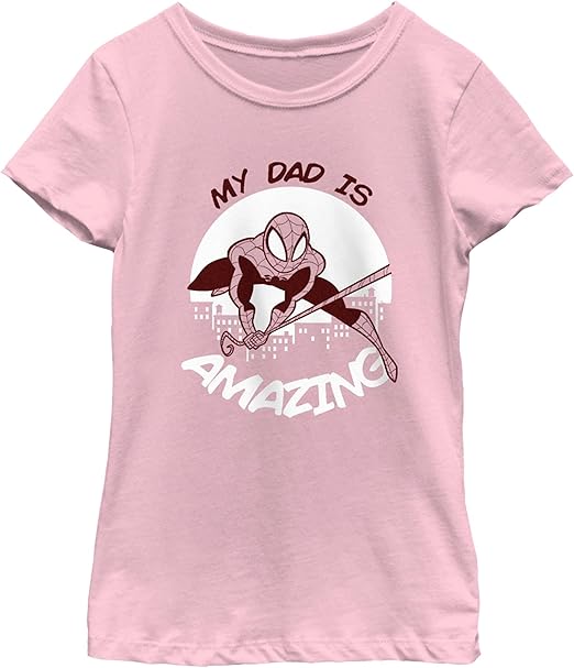 Marvel Little, Big Classic My Dad is Amazing Girls Short Sleeve Tee Shirt