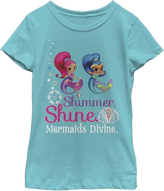 Nickelodeon Shimmer and Shine Mermaids Divine Girls Short Sleeve Tee Shirt