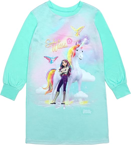 Unicorn Academy Girls' Nightgown, Soft & Cute Pajamas for Kids