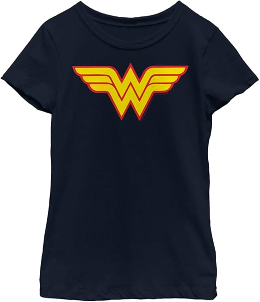 DC Comics Wonder Woman Two Color Logo Girls Short Sleeve Tee Shirt