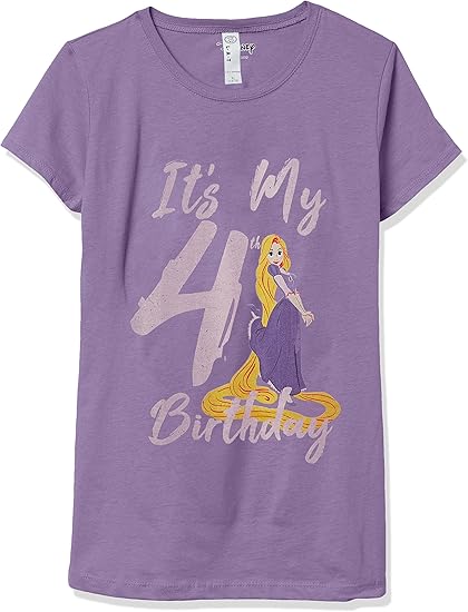 Disney Little, Big Princesses Rapunzel 4th Birthday Girls Short Sleeve Tee Shirt